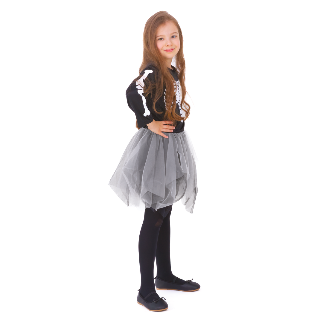 Sukienka dla dziewczynki Halloween Szary Kościotrup rozmiar S