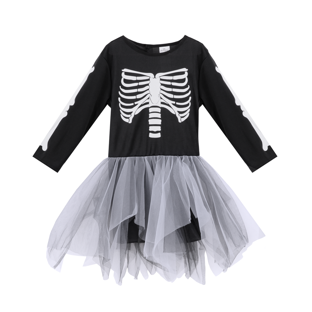 Sukienka dla dziewczynki Halloween Szary Kościotrup rozmiar S