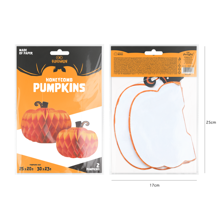 Dekoracja wisząca honeycomb Halloween Dynie 2 szt.