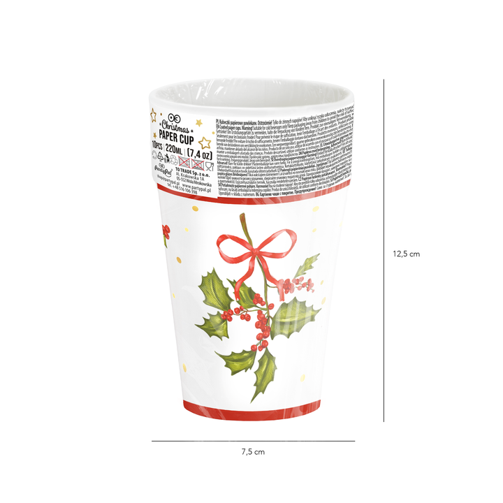 Kubek biały bożonarodzeniowy Gałązka 220ml 10szt.