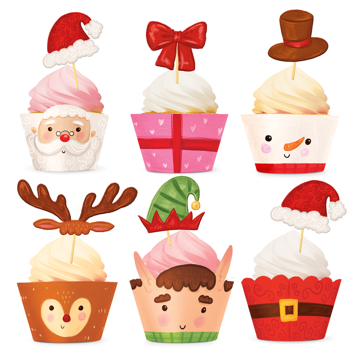 Papilotki do muffinek z toperami Boże Narodzenie  12szt. zestaw