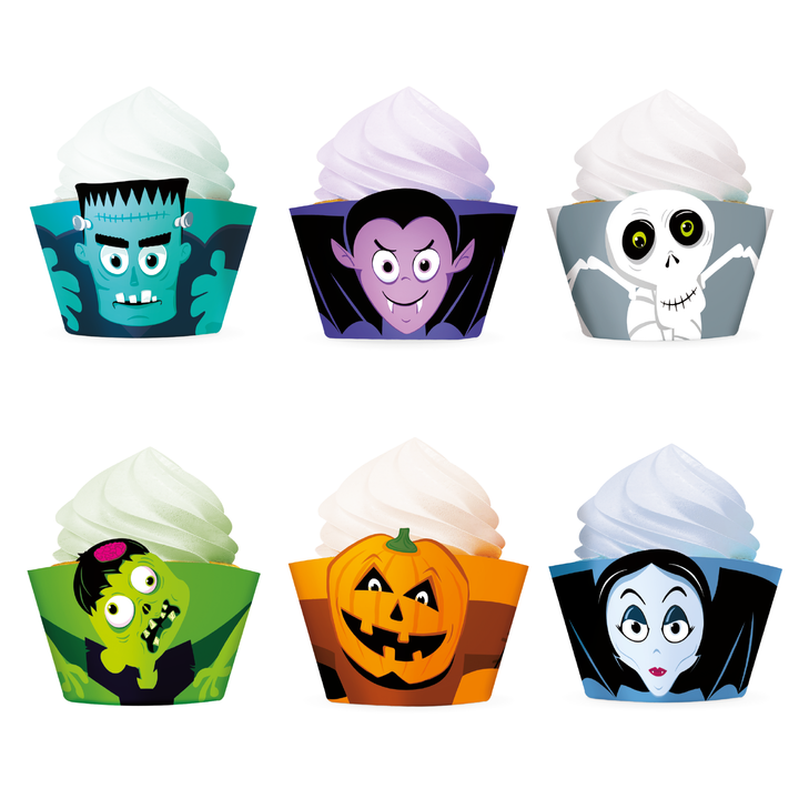 Papilotki do babeczek Halloween Monsters 6szt. zestaw
