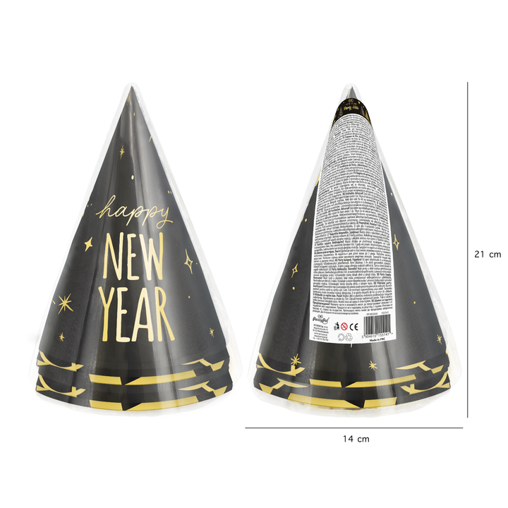 Czapeczki imprezowe Happy New Year zestaw  6szt.