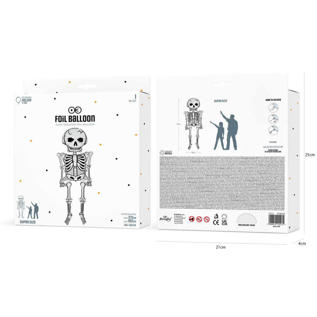 Balon foliowy wiszący Szkielet Gigant Halloween 113x320cm
