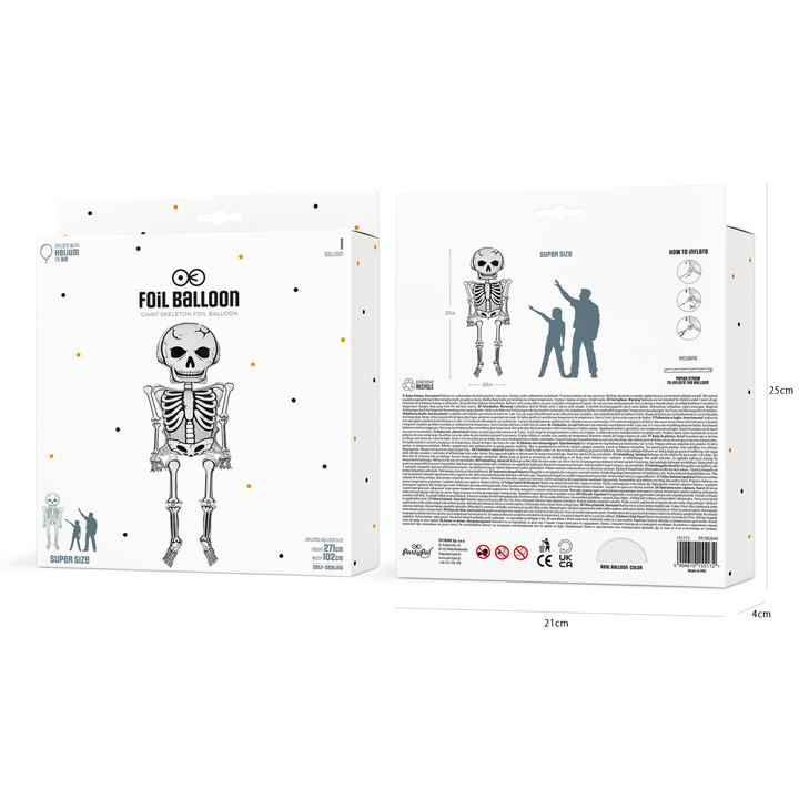 Balon foliowy wiszący Szkielet Gigant Halloween 113x320cm