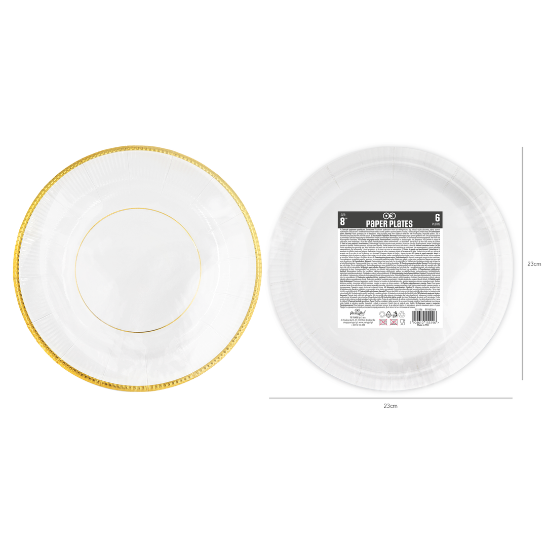 Talerzyk papierowy Elegant Gold 8cali 6szt.