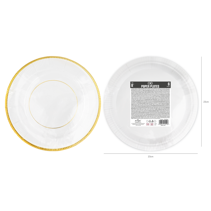 Talerzyk papierowy Elegant Gold 8cali 6szt.
