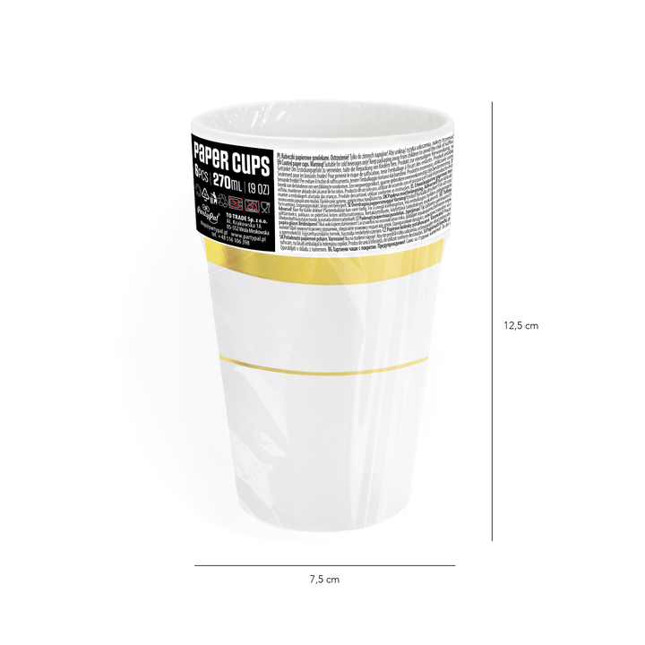 Kubek biały Elegant Gold 270ml 6szt.
