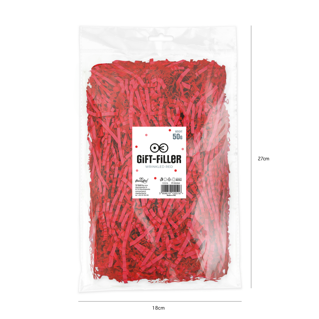 Wypełnienie do prezentów karbowane - czerwone 50g
