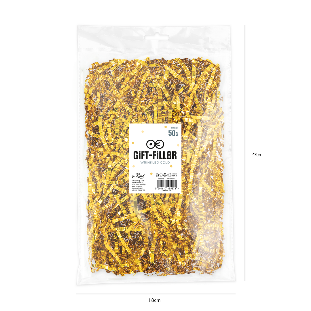 Wypełnienie do prezentów karbowane metalik - złoty 50g