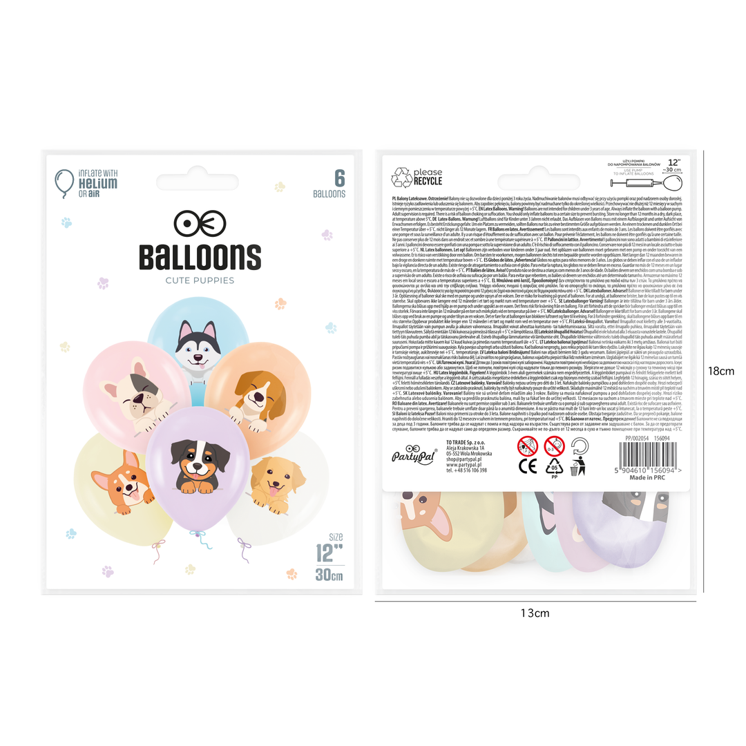 Balony Pieski 12cali 6szt. zestaw