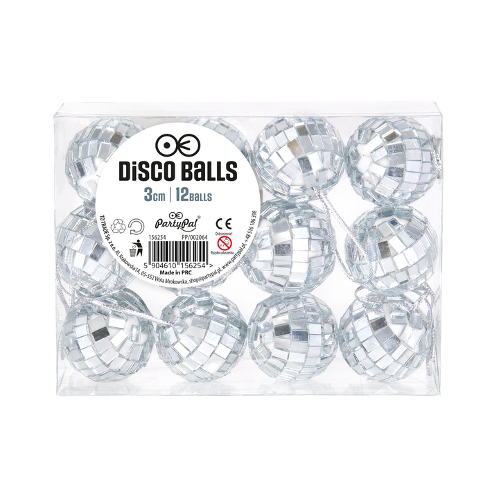 Kula Disco lustrzana srebrna 3cm 12 szt.