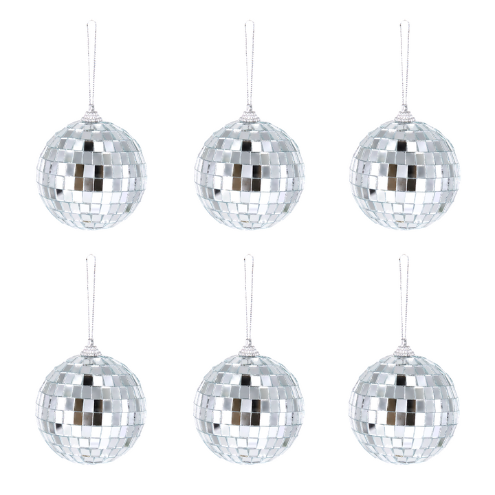 Kula Disco lustrzana srebrna 7cm 6szt.