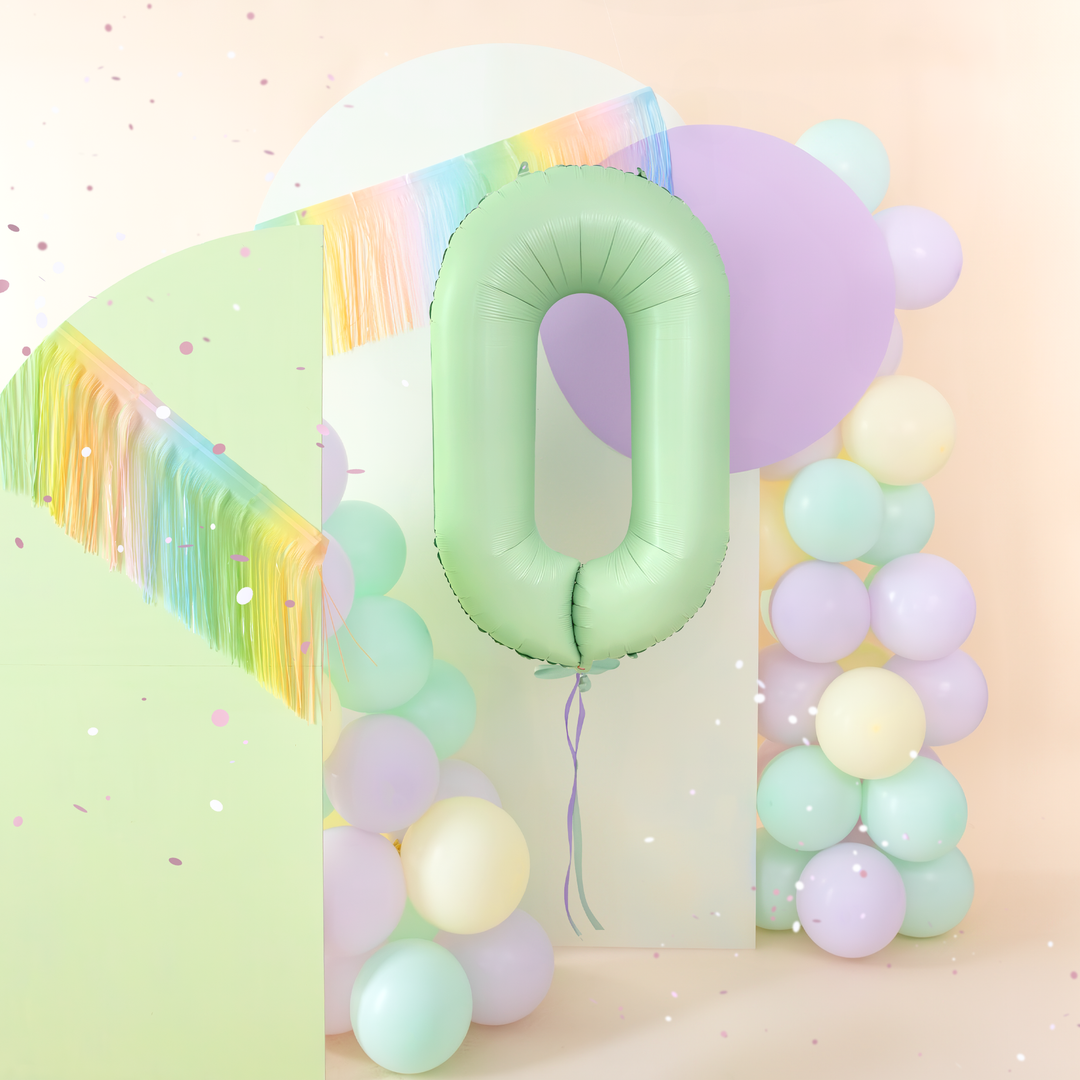 Balon foliowy cyfra 0 pistacjowy matowy 100cm