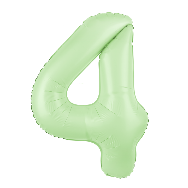 Balon foliowy cyfra 4 pistacjowy matowy 100cm