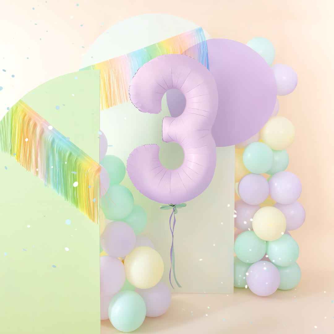Balon foliowy cyfra 3 liliowy matowy 100cm