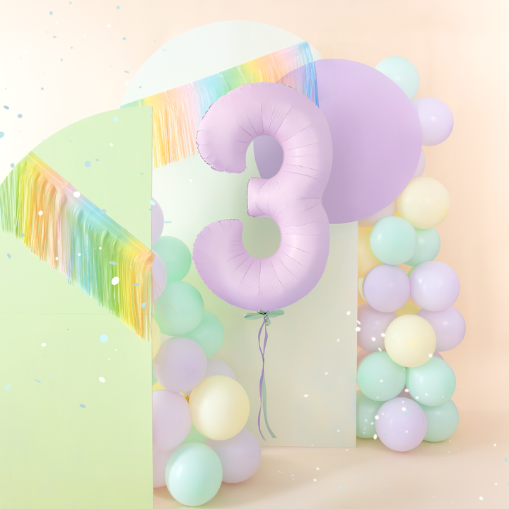 Balon foliowy cyfra 3 liliowy matowy 100cm