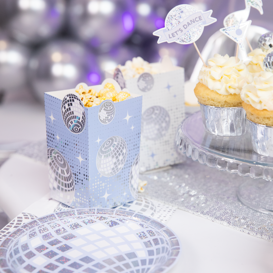 Pudełko na popcorn Silver Disco 8,5x13,5cm 6szt.