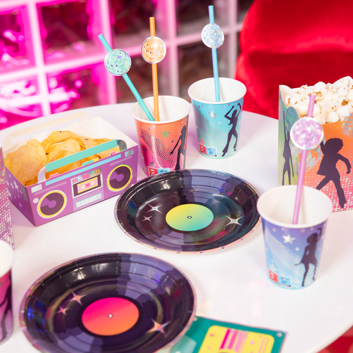 Talerzyki papierowe Retro Disco 7cali 6szt. zestaw