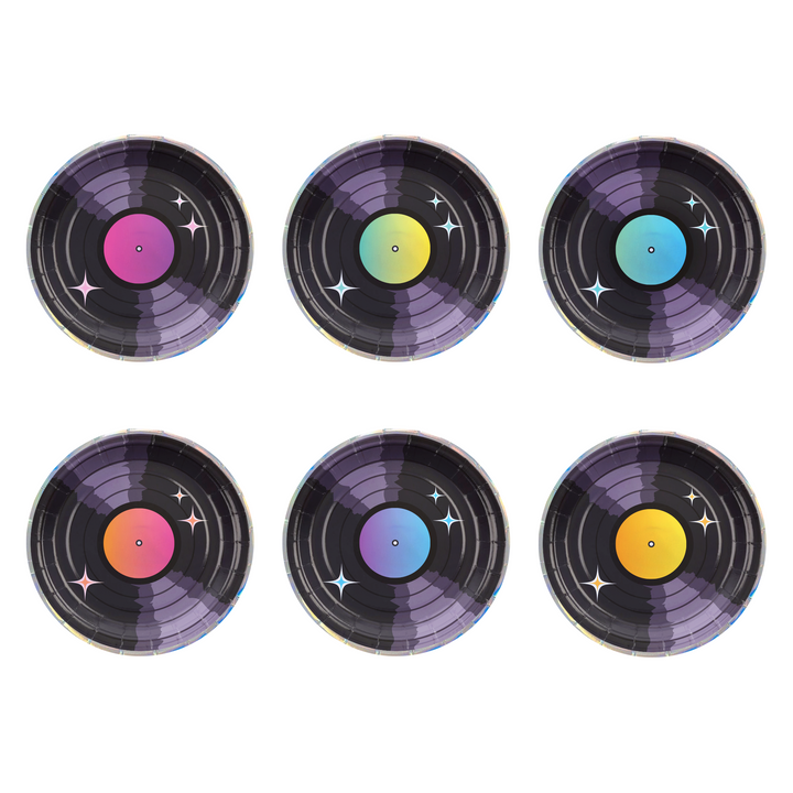 Talerzyki papierowe Retro Disco 7cali 6szt. zestaw
