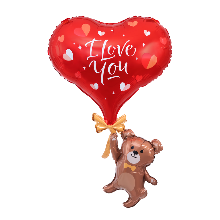 Balon foliowy Miś z Sercem napis I Love You 42X69 cm 1 szt.