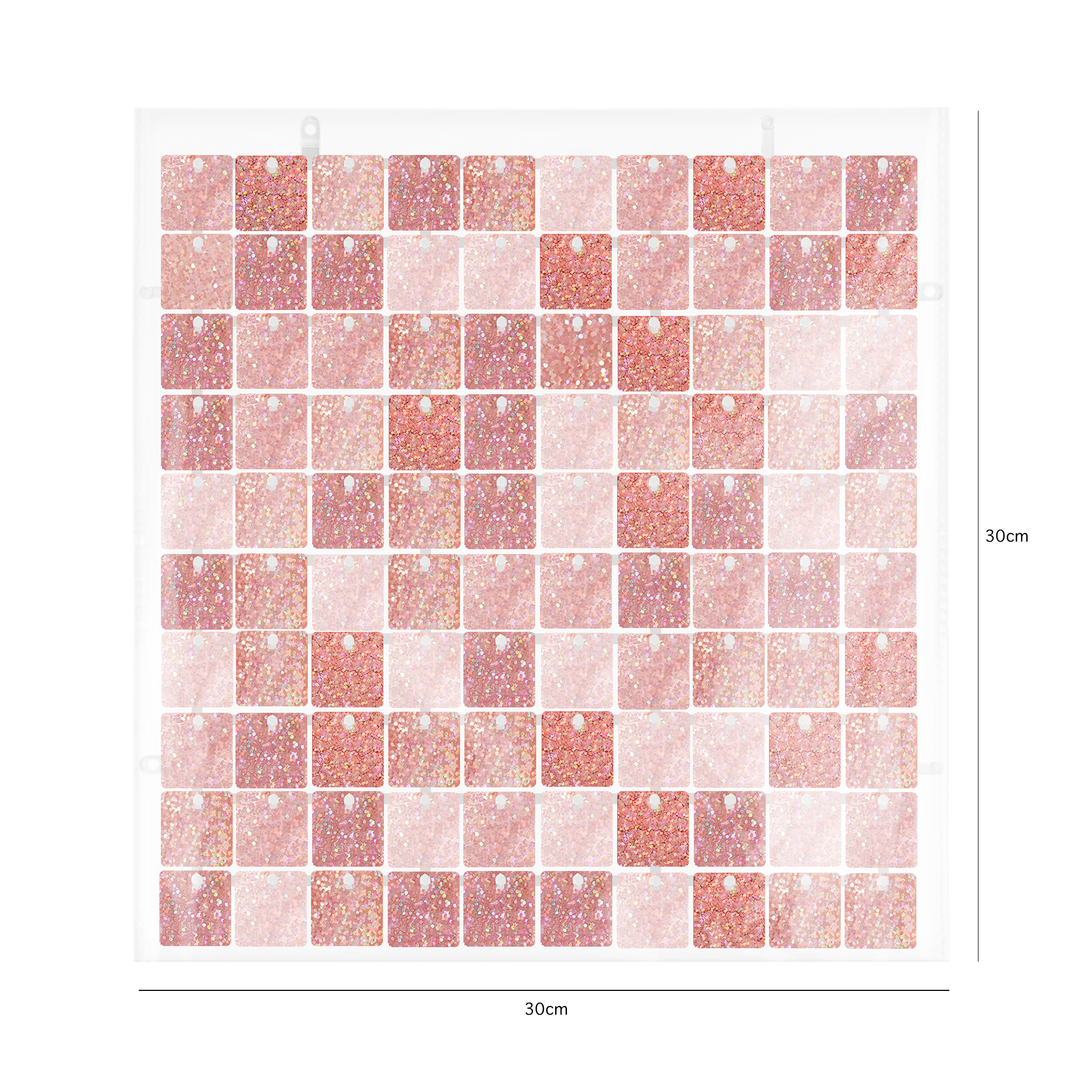 Panel cekinowy kwadraty rose gold brokatowy 30x30cm