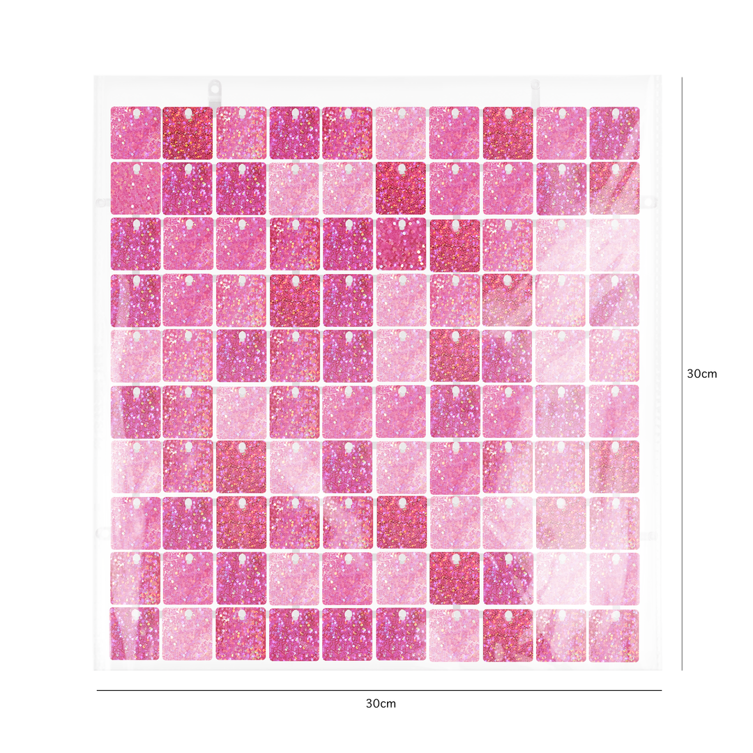Panel cekinowy kwadraty różowy brokatowy 30x30cm