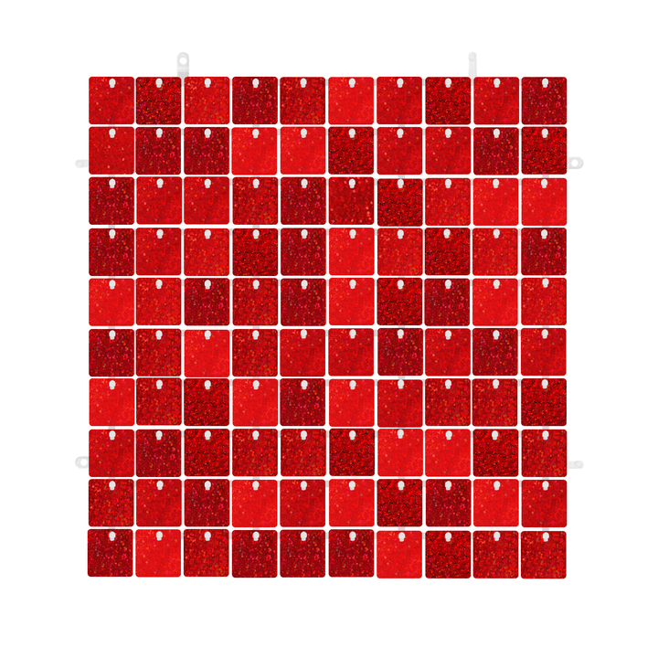 Panel cekinowy kwadraty czerwony brokatowy 30x30cm