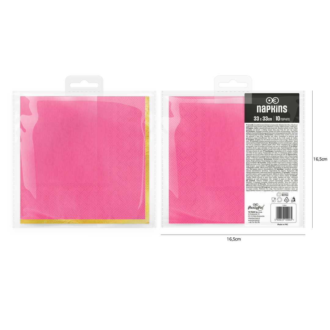 Servietten in Fuchsia, Classic Gold, 10 Stück