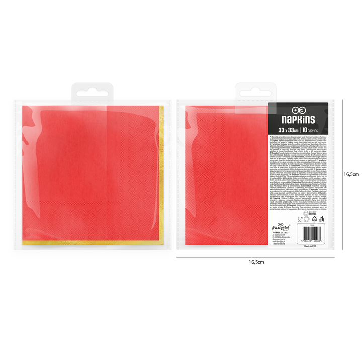 Rote Servietten „Classic Gold“, 10 Stück