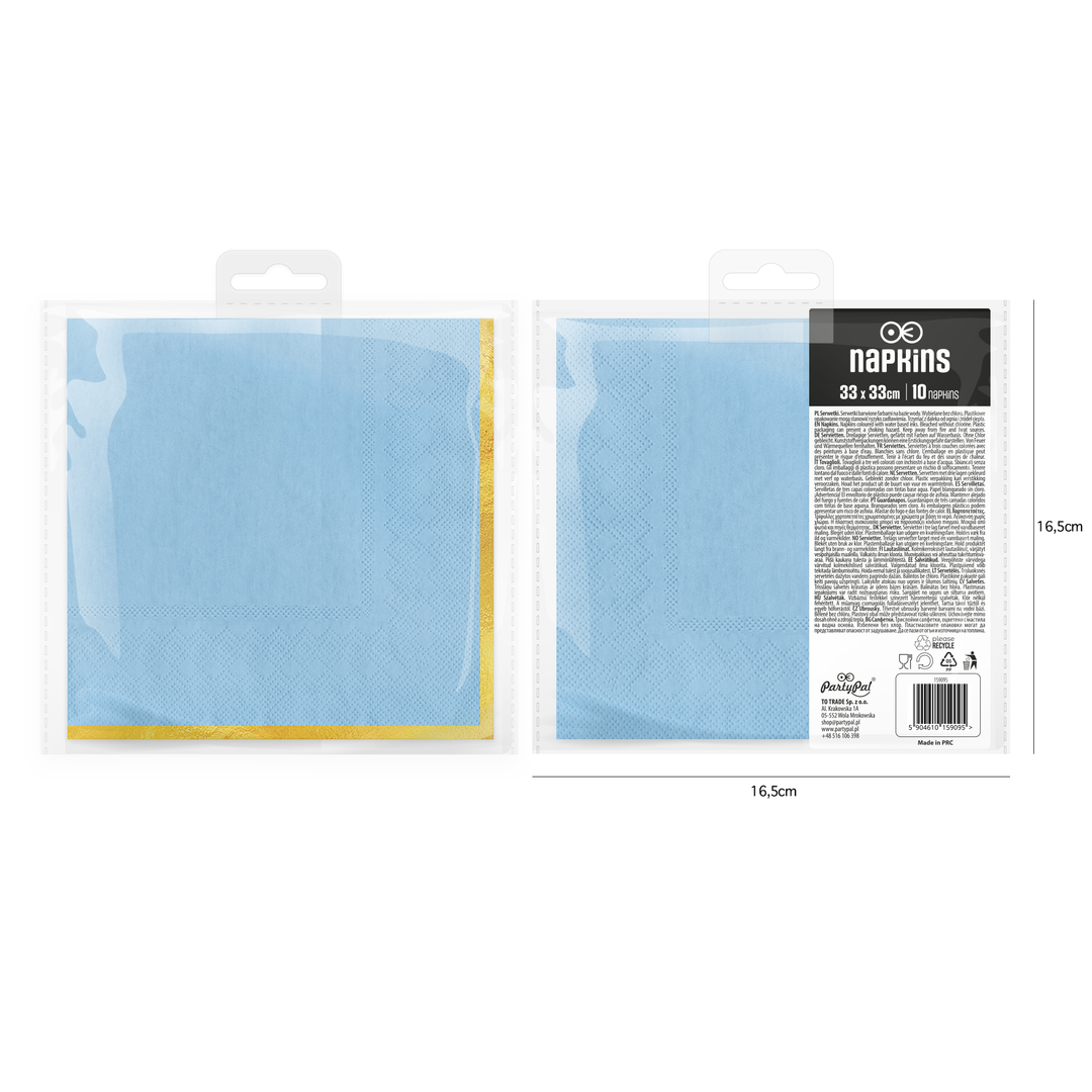 Blaue Servietten „Classic Gold“, 10 Stück