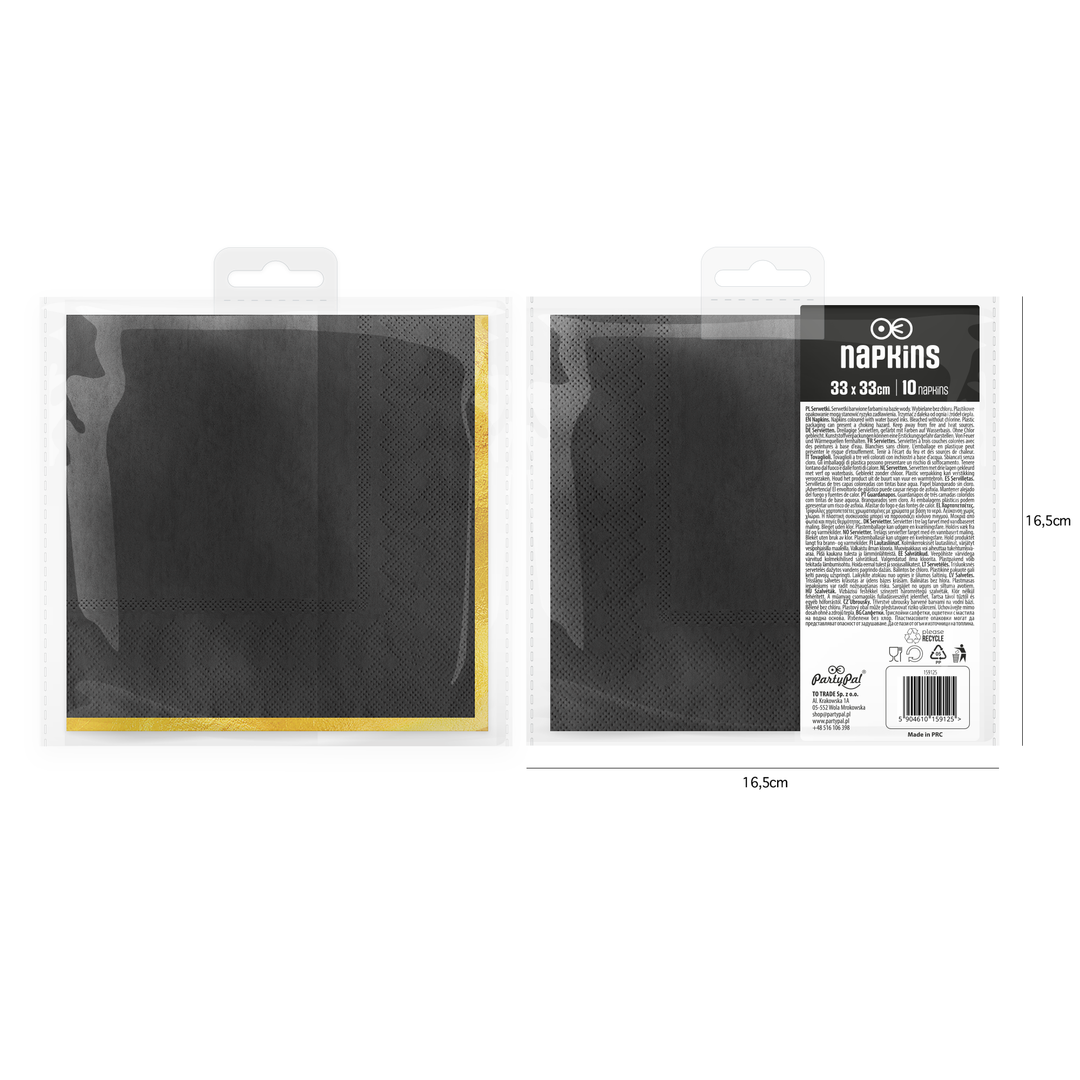 Serwetki czarne Classic Gold 10szt.