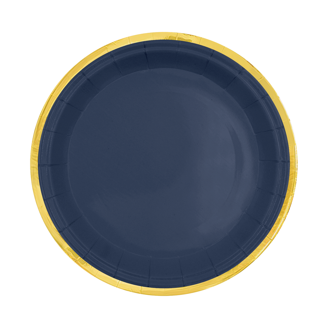Navy blue paper plate Classic Gold 7 inches 6 pcs.