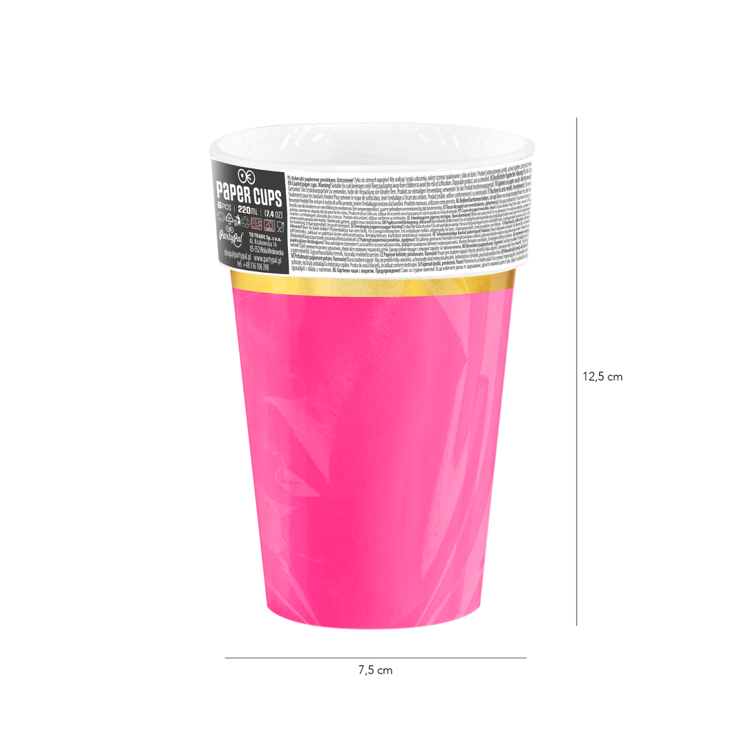 Kubek fuksja Classic Gold 220ml 6szt.