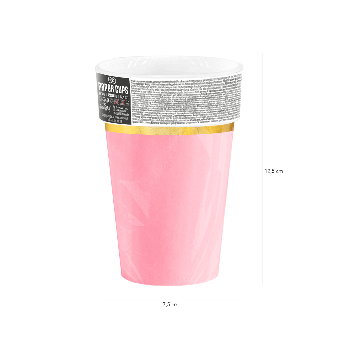 Kubek różowy Classic Gold 220ml 6szt.
