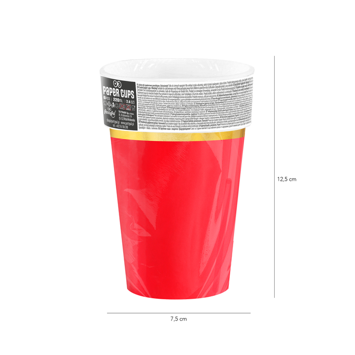 Kubek czerwony Classic Gold 220ml 6szt.