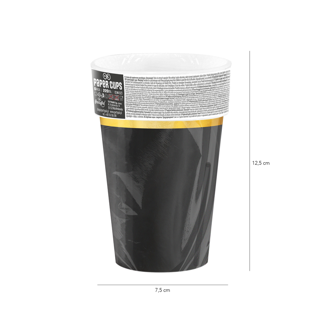Kubek czarny Classic Gold 220ml 6szt.