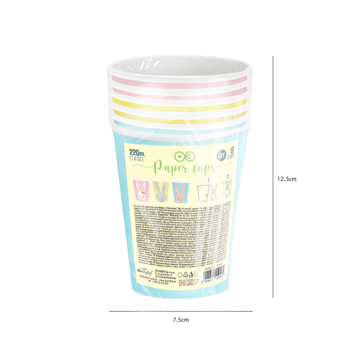 Kubek Wielkanoc zajączki 220 ml DIY mix 6 szt.