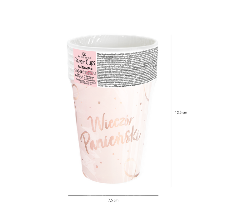 Kubek Wieczór Panieński rose gold 220 ml 6 szt.