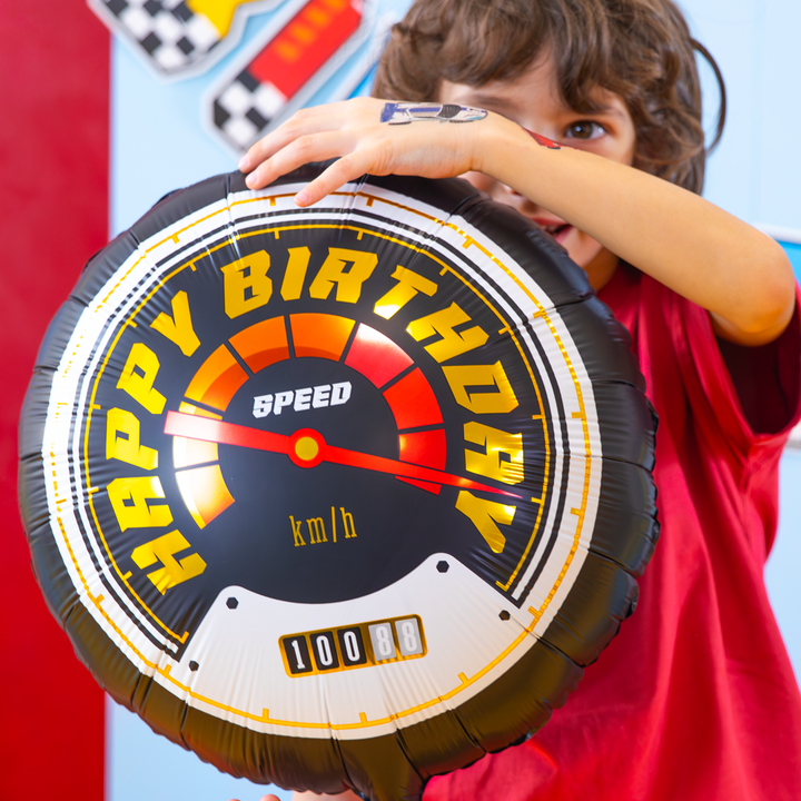 Balon foliowy Happy Birthday Wyścigówki 45cm