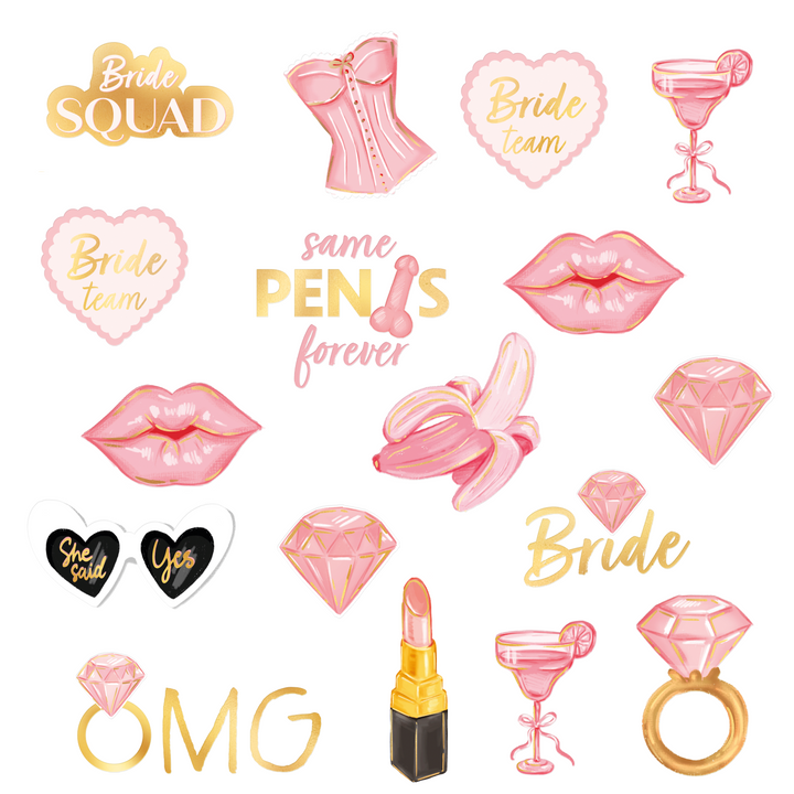 Tatuaże zmywalne Bride to be 19 szt. zestaw