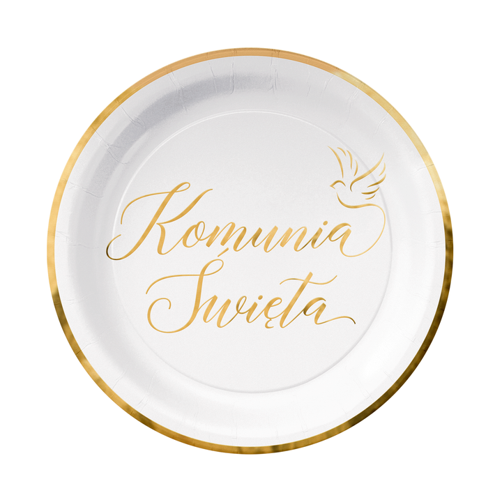 Holy Communion paper plates white and gold 7 inches 6 pcs.