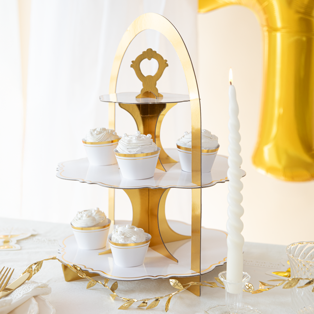 White and gold cookie stand 34x45 cm