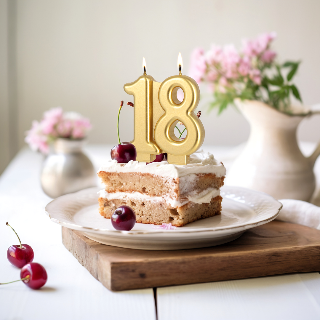 Świeczka złota cyfra 18