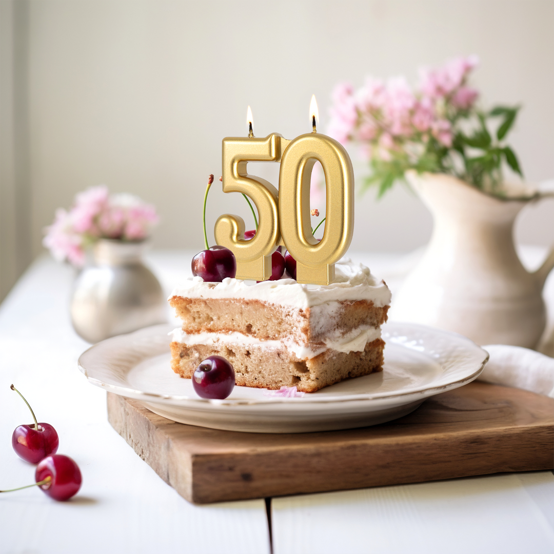 Świeczka złota cyfra 50