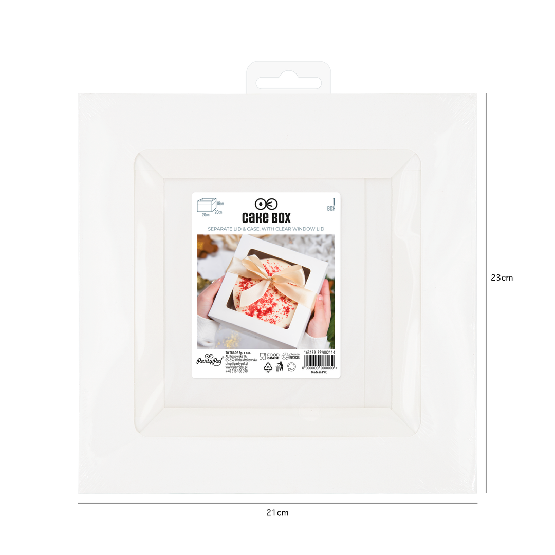Pudełko na ciasto z przezroczystym okienkiem 20 x 20 x 15 cm 1 szt.