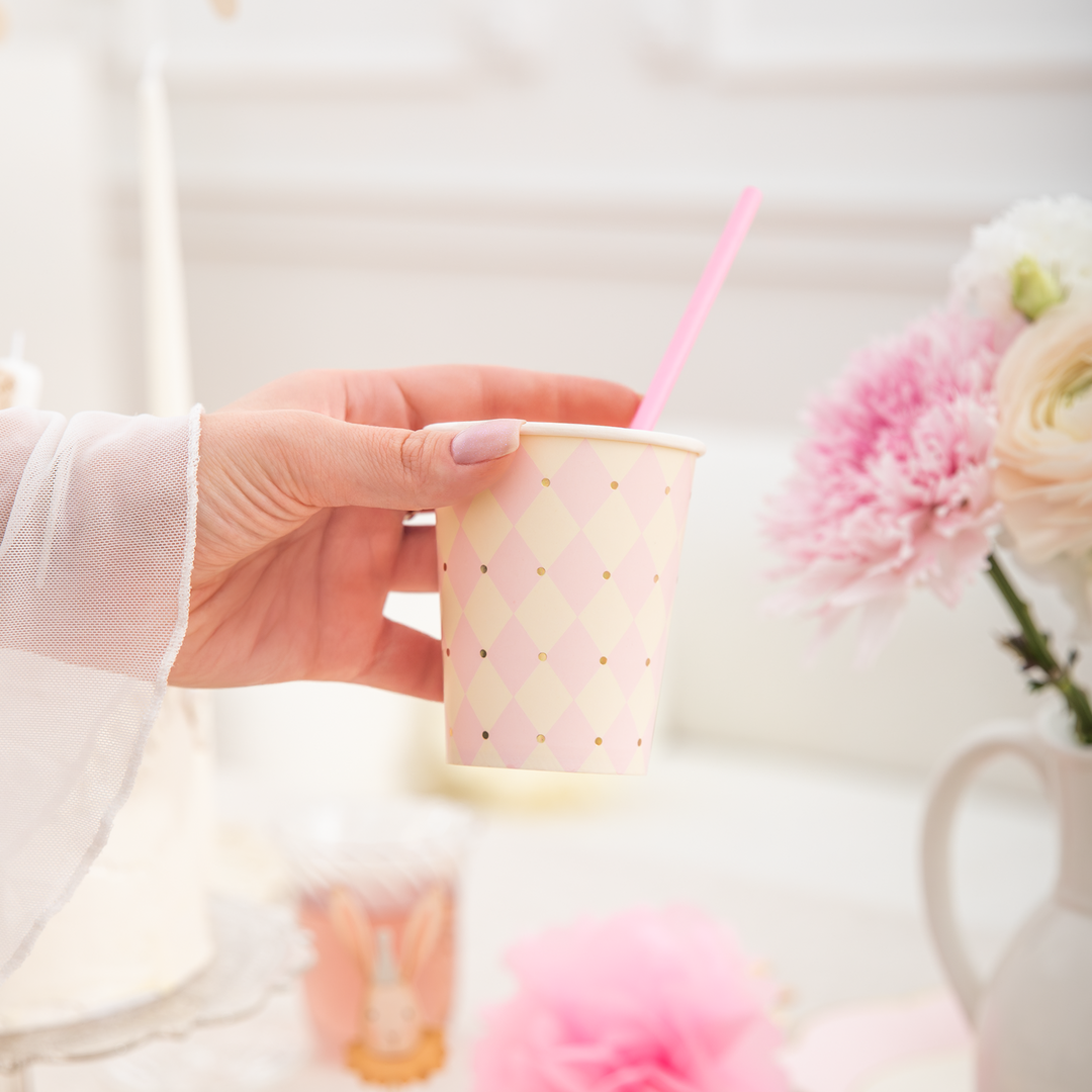 Kubek w romby różowe Baby 220ml 6szt.