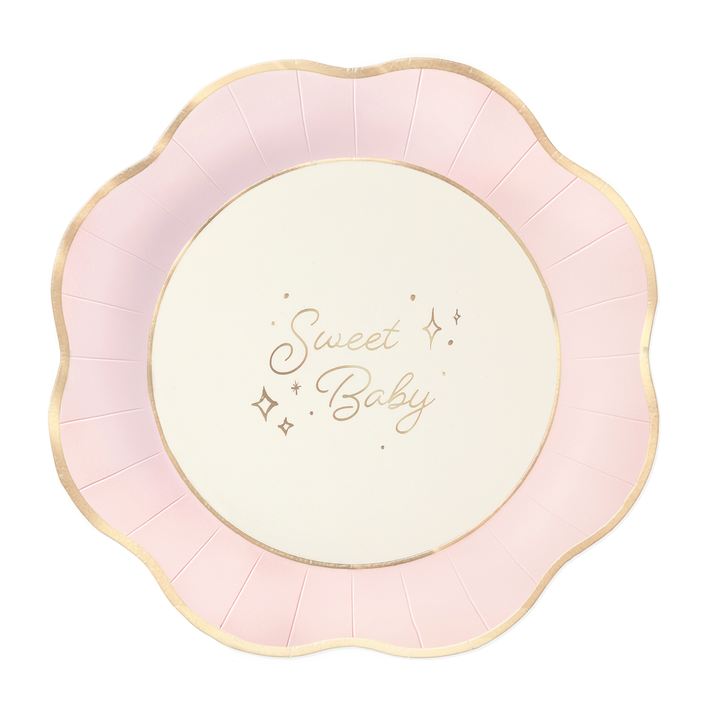 Baby pink paper plate 8 inches 6 pcs.