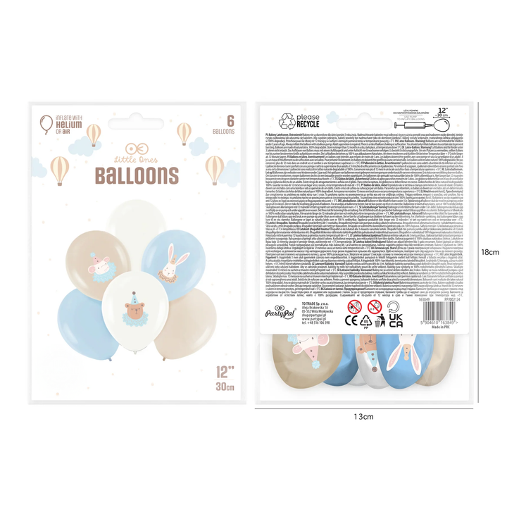 Balony lateksowe pastelowe niebieskie Baby 6 szt.