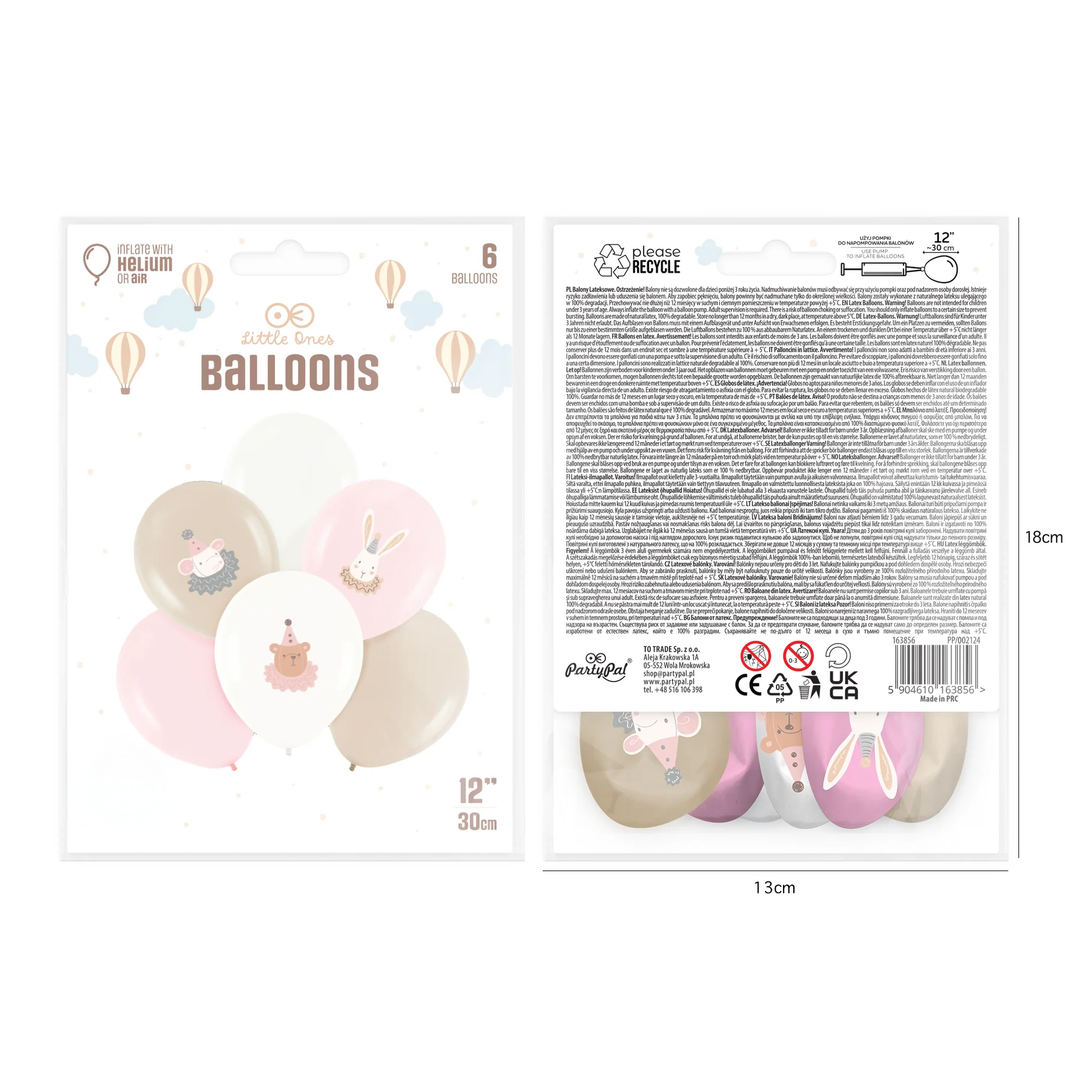 Balony lateksowe pastelowe różowe Baby 6 szt. zestaw